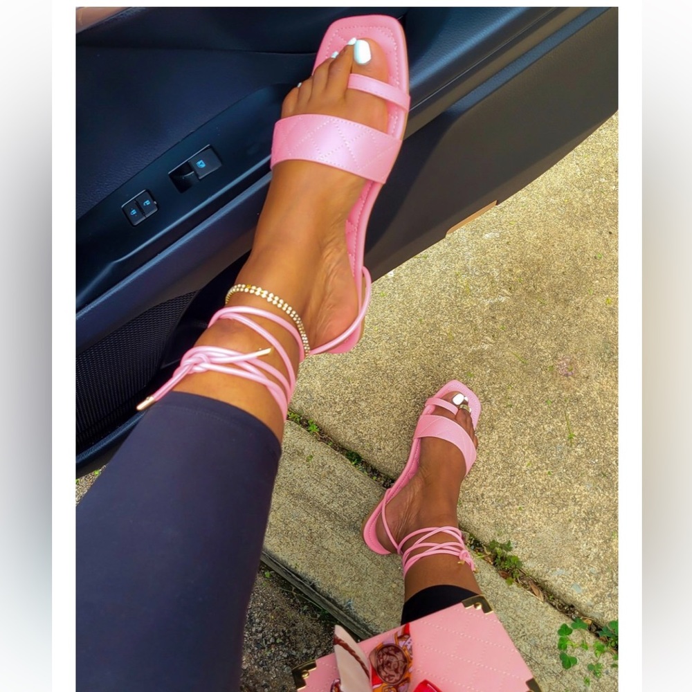 Pink Lace Up sandals - Picture 3 of 3